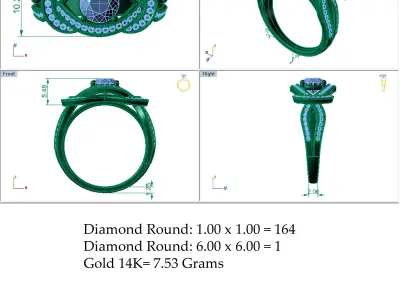 Twist Bend Halo Wedding Ring 3D print model