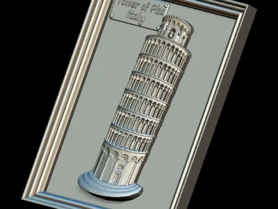 Leaning Tower of Pisa Panno STL File for CNC Relief engraving 3D model