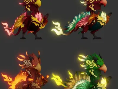 Fire and Fantasy Low-poly 3D model