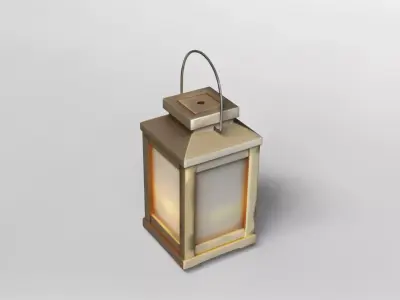 Wooden Lantern with Candle 3D Model 3D model