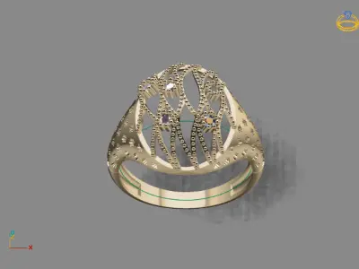 STL 3DM Print Ready Women Diamond Ring Lightweight Printable  3D print model 128