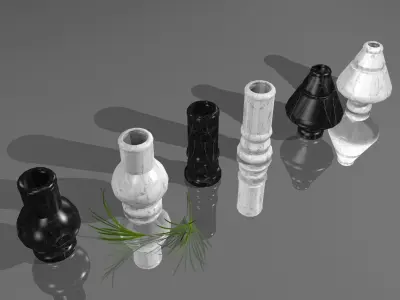White and Black Marble Vase Decoration Low-poly 3D model