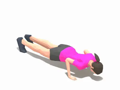 rock climber-pushups Exercise Woman Animation Low-poly 3D model