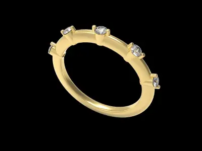 5 Diamond Wedding ring 3D print model