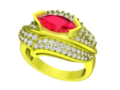 4528 Luxury Fashion Diamond Marquise Women Ring 3D print model