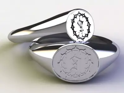 Letter J Signet Ring 3D print model