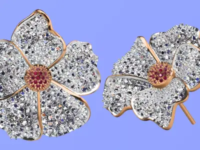 Flower diamond Earring Free 3D print model