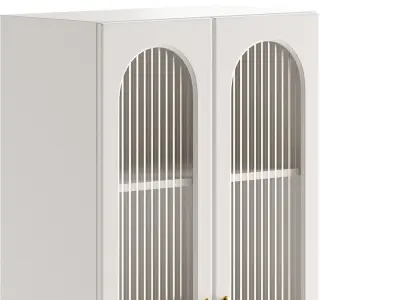 Cabinet Included White Closed Back Wooden Standard Bookcase 2 3D model