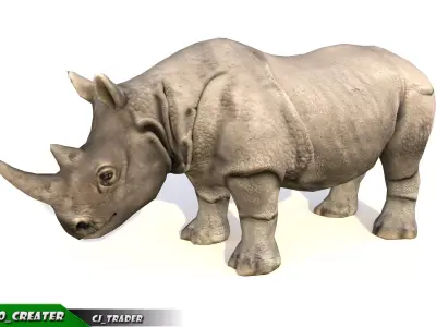 Lowpoly Rhinoceros Animated 3D model Low-poly 3D model