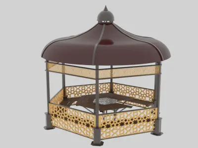 Iron Wood Garden Pergola - Gazebo 09 Ottoman Seljuk Empire Low-poly 3D model