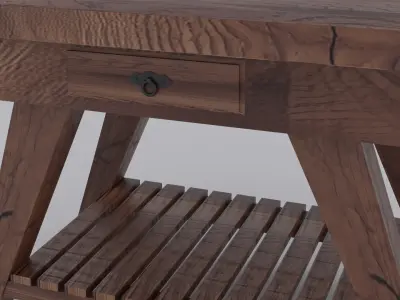 Dark Wooden Console Table Low-poly 3D model