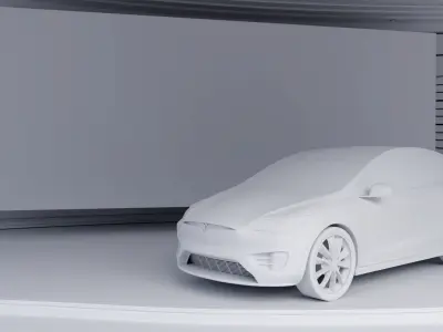 Tesla Model X on stage 3D model
