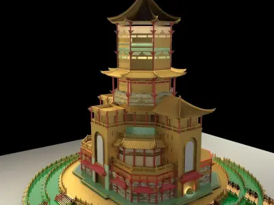 Chinese ancient tower house 3D model
