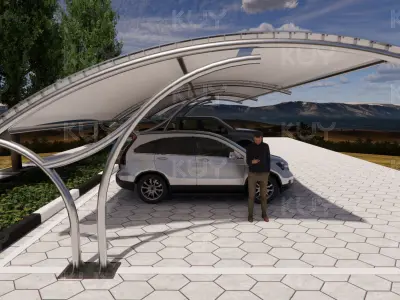 Roof structure for car parking and walkways 1 3D model