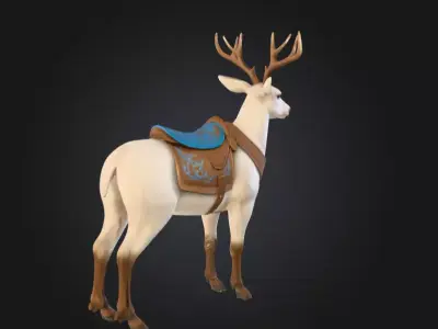White Deer Mount Low-poly 3D model