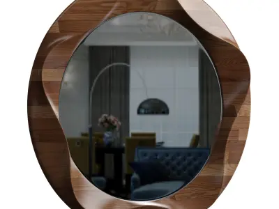Round wall mirror with 3 materials Low-poly 3D model