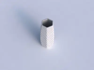 Vase hexagon with diagonal grid plates 3D print model