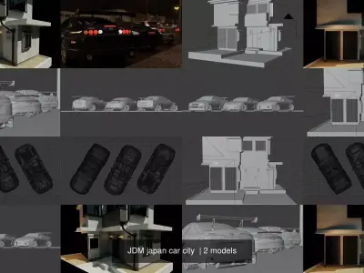 JDM japan car city  3D Model Pack