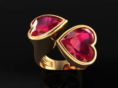 Women Ring 55 valentine love hearts diamond cut women ring 3D print model