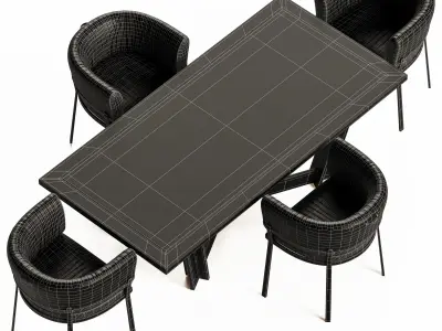 Crate and barrel Eaves Dining Table 3D model