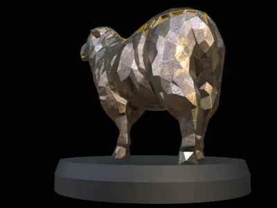 Steampunk Sheep Pose Low-poly 3D model