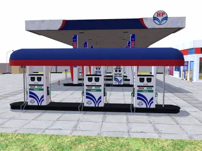 HP Petrol Pump Low-poly 3D model