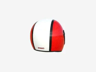 Cartoon Helmet Kart A01 Red - Character Design Low-poly 3D model