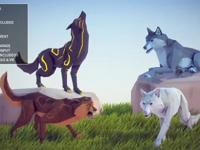 Poly Art Wolf Low-poly 3D model