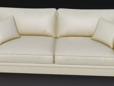 Elegant Cream Leather Sofa 3D Model 3D model