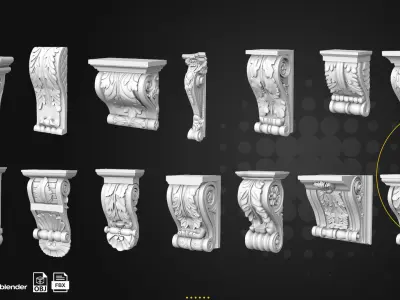33 Carved Bracket Low-poly 3D model