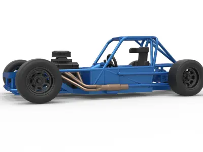 Small Block Supermodified race car Base Scale 1 to 25 3D print model