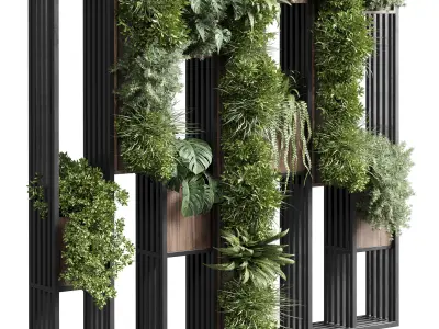 plants set partition in  Vertical graden wall decor box 3D model