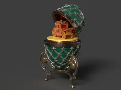 Faberge egg with carriage  Low-poly 3D model