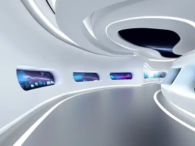 A futuristic exhibition hall 3D model