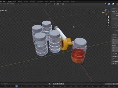 Oil analysis pump and sample bottles 3D model
