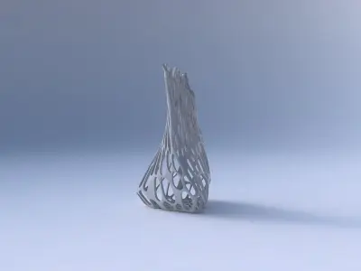 Vase twist puffy tappered triangle with cracked organic lattice  3D print model
