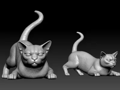 Lying cat model - cat statue - 3D print 3D print model