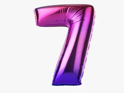 Foil balloon number seven 7 3D model