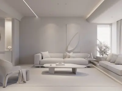 02- Modern Livingroom Interior scene - C4D and Corona Renderer  3D model