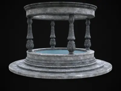 Pavilion Floral Water Fountain Low-poly 3D model