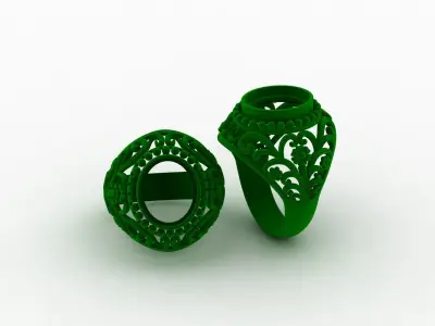 silver gemstone ring 3D print model