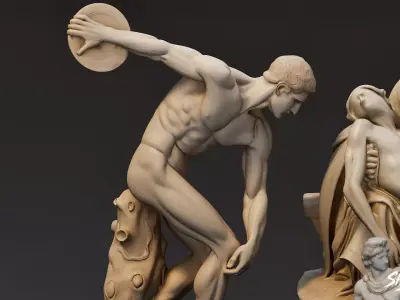 World Famous Statues Pack Low-poly 3D model