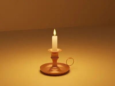 Candle holder with animated lit candle Free low-poly 3D model