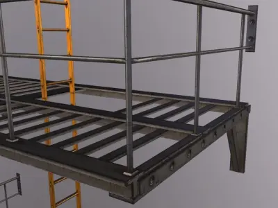 Fire Escape Stairs Low-poly 3D model