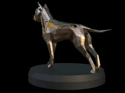 Steampunk German Boxer Pose Low-poly 3D model