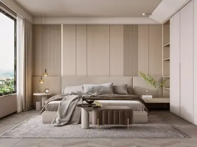 villa Home Modern bedroom decoration 3D model