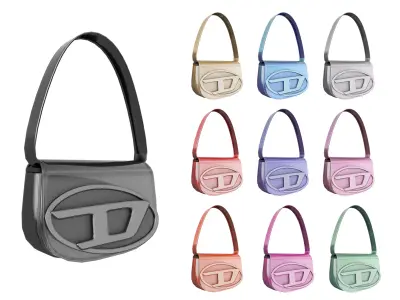 DIESEL Silver 1dr Bag  - 3d Model Low-poly  Low-poly 3D model