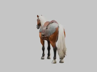 Medieval Horse Low-poly 3D model