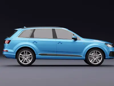 Audi Q7 Tfsi e Black Metalic Blue 3D model