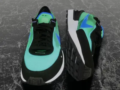 Nike 3D Shoes - GREEN - BLUE - NSW-WFFL1 Low-poly 3D model